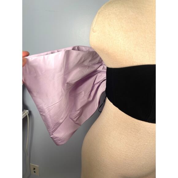 Nafsika Skourti Butterfly Puff Sleeve Black and Lilac Crop Top Size 4 - Picture 5 of 8